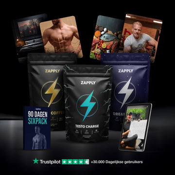 Zapply's ULTIEME MANNEN BUNDEL- Testo Charge+ Testo Coffee & Dream Fuel + GRATIS RVS FLES